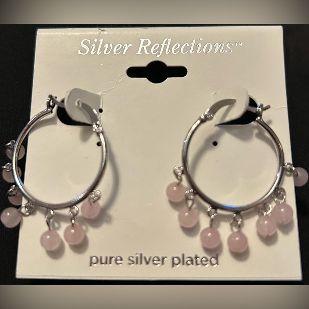 Pink Dangle Hoop Earrings